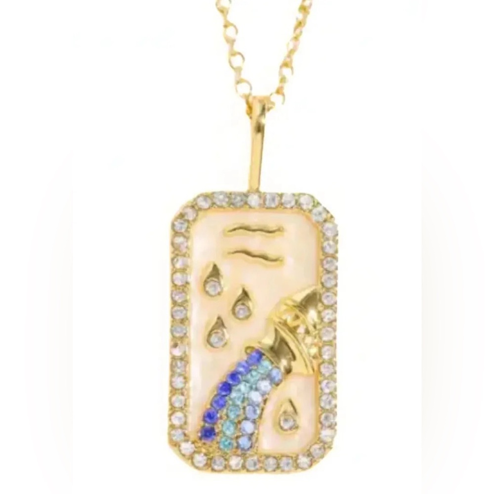 Aquarius Zodiac Tarot Card Necklace